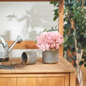 Contemporary Metallic Cement Flower Pot Set of 2 - Stylish Home Decor