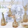 Glass Bud Vase Set of 5, Small Amber Flower Vases for Centerpieces in Bulk, Mini Vintage Vase for Wedding Decor, Single Flowers, and Home Table DÃ©cor