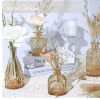 Glass Bud Vase Set of 5, Small Amber Flower Vases for Centerpieces in Bulk, Mini Vintage Vase for Wedding Decor, Single Flowers, and Home Table DÃ©cor