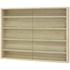 HOMCOM 5-Tier Display Cabinet, Wall-Mounted Display Case with 2 Glass Doors and Adjustable Shelves, Oak