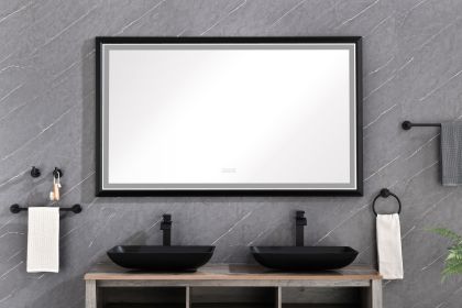 (ONLY FOR PICKUP) 60in. W x 36in. H Oversized Rectangular Black Framed LED Mirror Anti-Fog Dimmable Wall Mount Bathroom Vanity Mirror Wall Mirror Kit