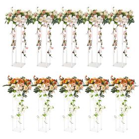 VEVOR 10PCS 23.6inch High Wedding Flower Stand, With Acrylic Laminate,Acrylic Vase Column Geometric Centerpiece Stands, Floral Display Rack for T-Stag