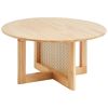 VEVOR Rattan Coffee Table Round Wood Coffee Table Single Tier for Living Room