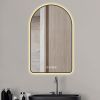 28"x48"Arched LED Mirror for Bathroom,Time and temperature display, Backlight, Anti-Fog, Dimmable, with Three Color Temperatures- Modern Vanity Light