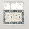 HOMCOM Machine Washable Area Rug 4x6, Non-Slip Boho Floral Print Floor Carpet for Living Room, Bedroom, Dining Room, Blue