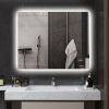 HOMCOM Dimmable Bathroom Mirror with Lights, 39" x 32" Backlit LED Mirror w/ Anti-Fog, Memory & Infinite Color Temperature
