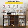 VEVOR Industrial Bar Cabinet, Wine Table for Liquor with Glass Holder, Wine Rack and Metal Sideboard, Farmhouse Wood Coffee Bar for Living Room, Dinin