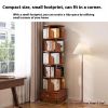 (UPGRADED) Rotating Bookshelf, 360 Display Corner Bookshelf for Small Space, 6 Tier Bookcase Storage Rack with Wheels, Wood Narrow Organizer for Bedro
