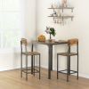 HOMCOM 3 Piece Pub Table and Chairs, Small Kitchen Table and Chairs, Square Dining Table with 2 Stools, Rustic Brown and Black