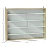 HOMCOM 5-Tier Display Cabinet, Wall-Mounted Display Case with 2 Glass Doors and Adjustable Shelves, Oak and White
