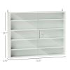 HOMCOM 5-Tier White Display Cabinet with Glass Doors & Adjustable Shelves, Wall-Mounted
