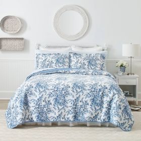 King size 3 Piece Bed-in-a-Bag Reversible Floral Cotton Quilt Set