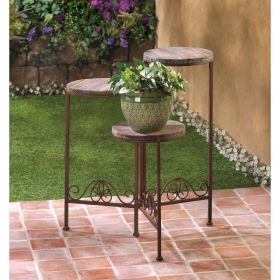 Vintage-Inspired Rustic Triple Plant Stand for Indoor and Outdoor Decor