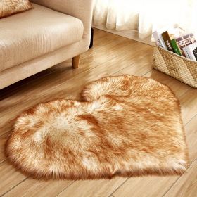 1pc Heart Shaped Area Rug, Plush Faux-Fur Carpet For Living Room & Bedroom, Home Decor Valentine's Day Decor 19.6in*23.6in/50cm*60cm (Color: Double Yellow)