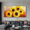 Hand Painted Oil Painting Abstract Sunflower Oil Painting on Canvas Large Wall Art Original Flower Landscape Art Yellow Floral Painting Modern Living