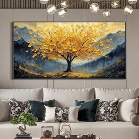 Large Original Golden Tree Oil Painting on Canvas, Custom Wall Art, Abstract Tree of Life Wall Art, Boho Wall DÃƒÂ©cor, Living Room Home Decor (Style: 1, size: 40x80cm)