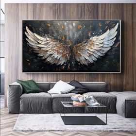 Abstract Wings Oil Painting on Canvas Large Wall Art Original Feather Painting Wings Wall Decor Living room Home Decor Gifts for Friend (Style: 1, size: 120x240cm)