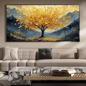 Large Original Golden Tree Oil Painting on Canvas, Custom Wall Art, Abstract Tree of Life Wall Art, Boho Wall DÃƒÂ©cor, Living Room Home Decor (Style: 1, size: 120x240cm)