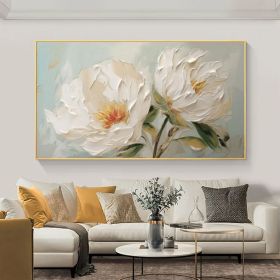 Minimalist Flower Oil Painting on Canvas Large Wall Art Original Abstract Floral Wall Art White Decor Custom Painting Living Room Home Decor (Style: 1, size: 140x280cm)
