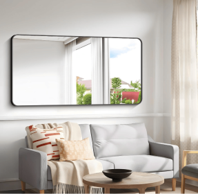 Fog and break-resistant bathroom mirror with rectangular frame, tempered glass and rounded corners Living room and bedroom wall mirror, wall-mounted b (AAR5076H38*38: AAR5076H40*32)