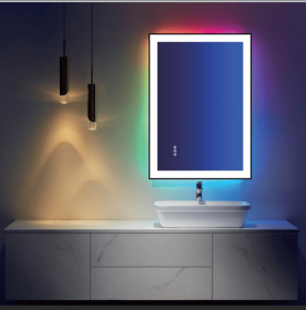 This tempered glass bathroom mirror with anti-fog and anti-break features offers a rectangular frame for wall-mounted use. Featuring a metal frame wit (S1R12176UL48"x30": S1R121100UL48"x40")