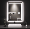 Triple Color Temperature/LED/RGB Smart Touch Control Bathroom Mirror with Tempered Glass, Adjustable Light, Fog & Shatterproof, Memory Function, Recta