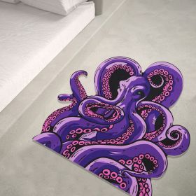 Octopus Bathroom Rug Non-Slip Mat -, Microfiber Absorbent Octopus Rug Non-Slip Backing, Unique Gift and Holiday Decor Rug for Tabletop Role Playing Ga (Color: purple-A)