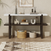 Retro Elegant Console Table with Marble-Effect Top and Versatile Storage Solutions for Entryway and Living Room