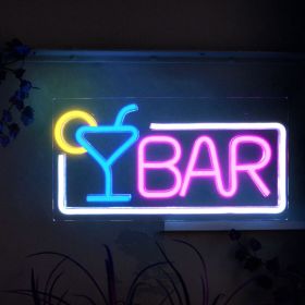 1pc LED Bar Neon Sign, USB & Batteries Powered Neon Light, Letters Decorative Night Lights For Bedroom Wedding Birthday Party Game Room Home Wall Deco (Color: Pink&white)