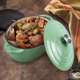 Cast iron soup POTS are suitable for various tools, such as ceramic, gas, induction cookers or barbecue grills. It can be used for cooking, baking and (Color: Light green)