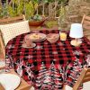 Christmas Round Tablecloth 60 inch Christmas Nativity Table Cloth Xmas Tree Table Cloths Decorations for Home Kitchen Dining Red Buffalo Plaid