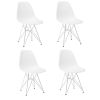 Set of 4 Modern Style Dining Chair, Shell Lounge Plastic Chair for Kitchen, Dining, Bedroom, Living Room Mid-Century Modern Side Chairs with Wooden Wa