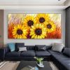 Hand Painted Oil Painting Abstract Sunflower Oil Painting on Canvas Large Wall Art Original Flower Landscape Art Yellow Floral Painting Modern Living
