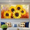 Hand Painted Oil Painting Abstract Sunflower Oil Painting on Canvas Large Wall Art Original Flower Landscape Art Yellow Floral Painting Modern Living