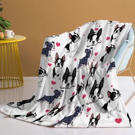 1pc Cute dog Printed Flannel Blanket - Soft, Warm, And Lightweight Throw For Couch, Sofa, Office, Bed, Camping, And Travel - Multi-Purpose Gift For Al (Color: White, size: 130x150cm)