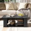 Large 41 Inch 2-tier Wooden Modern Coffee Table with Storage Shelf living room table